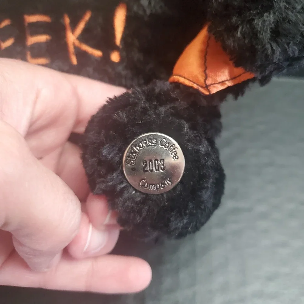 STARBUCKS Bearista Bear‎ Halloween W/ Bat Cape EEK Jack O Lantern Pail 2003